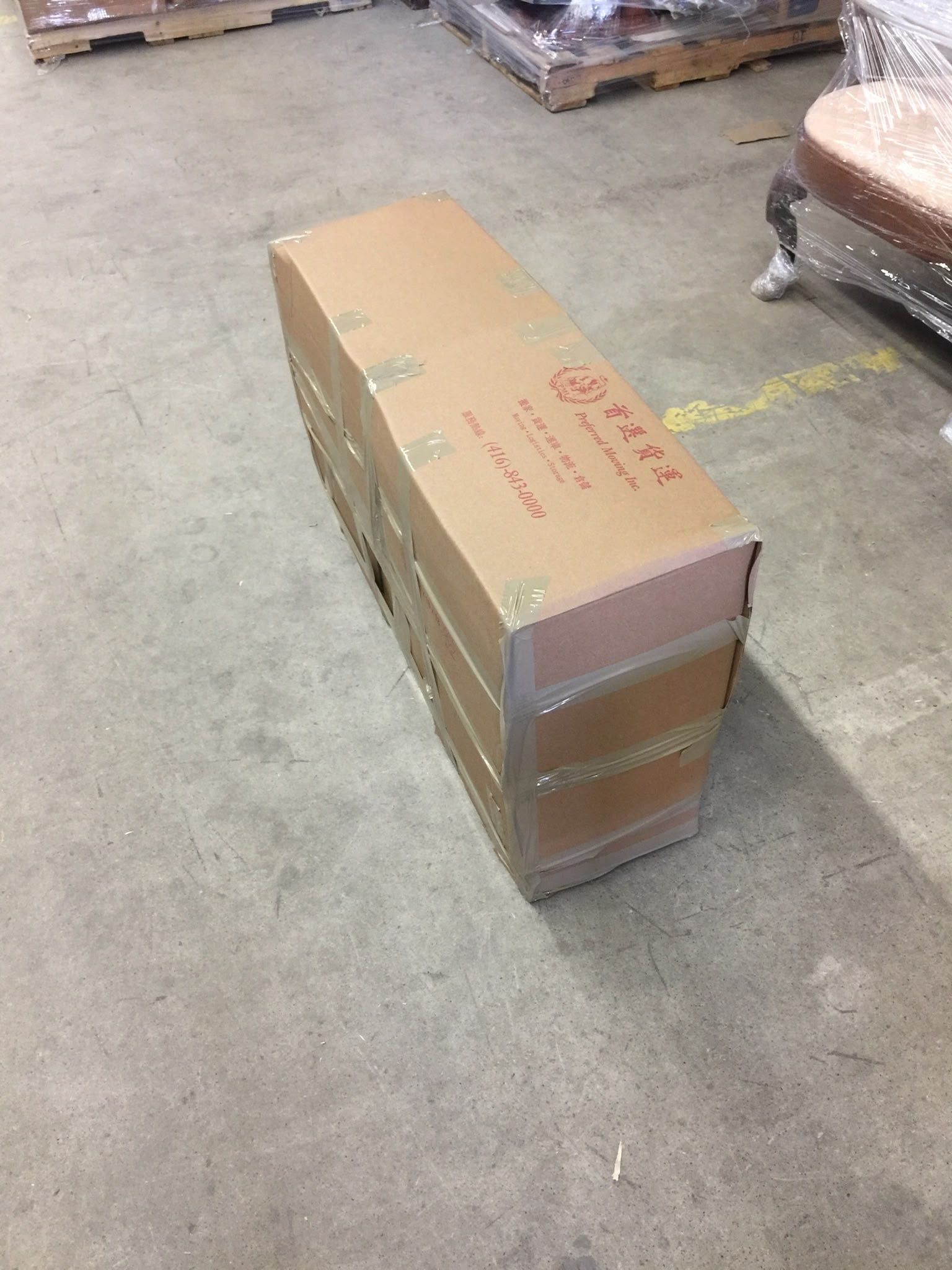 Long pieces of furniture boxed in our own cartons